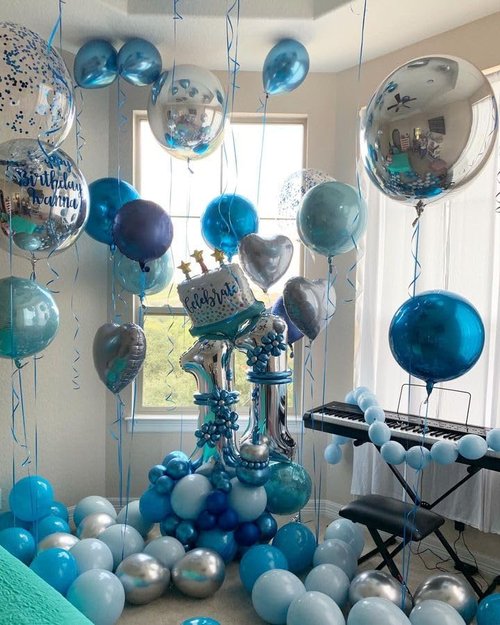 Bezente Blue Balloons Set - 60pcs 12 Inch Metallic & Pastel Blue Latex Balloons for Parties