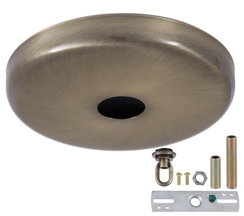 B&P Lamp® Rounded Ceiling Light Canopy Plate Kit (Antique Brass)