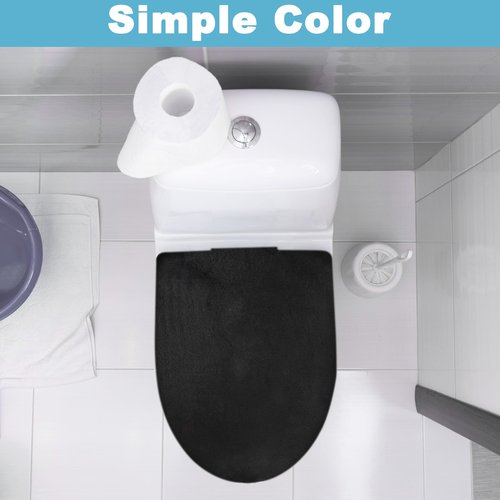 Xelsluthe Microfiber Toilet Lid Cover, Soft Velvet Toilet Cover, Absorbent, Comfortable Bathroom Toilets Lid Covers Seat Fits Most Toilets Lids for Black, Elastic Bottom Fabric Seat