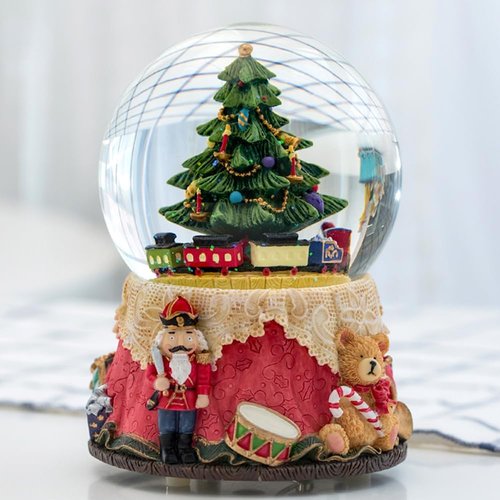LOVE FOR YOU Nutcracker Music Box - Gift Wrapped Christmas Tree Snow Globe | Colorful Xmas Train for Girls & Women