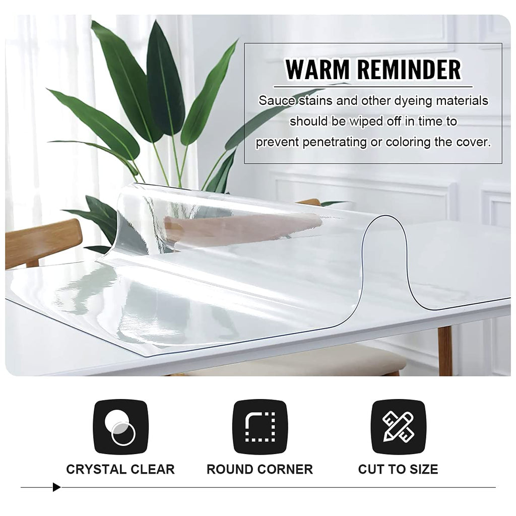 Royhom Clear Table Protector 40 x 62 Inch - 2mm Thick Plastic Table Cover, Clear Table Cover Protector Rectangle, Waterproof PVC Desk Mat for Coffee Table, Writing Desk, Dining Room, Dresser