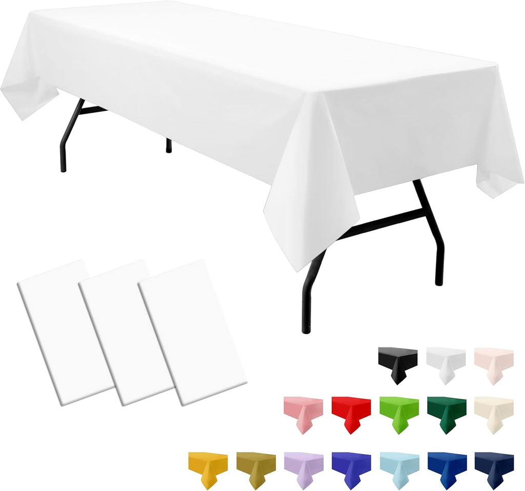 Skiennix Premium Disposable White Tablecloths - 3-Pack Rectangle 54" x 108" for Parties & Events