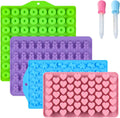 Skiennix Gummy Molds - Bear, Dinosaur & Heart Silicone Candy Molds with 2 Droppers | Pack of 4