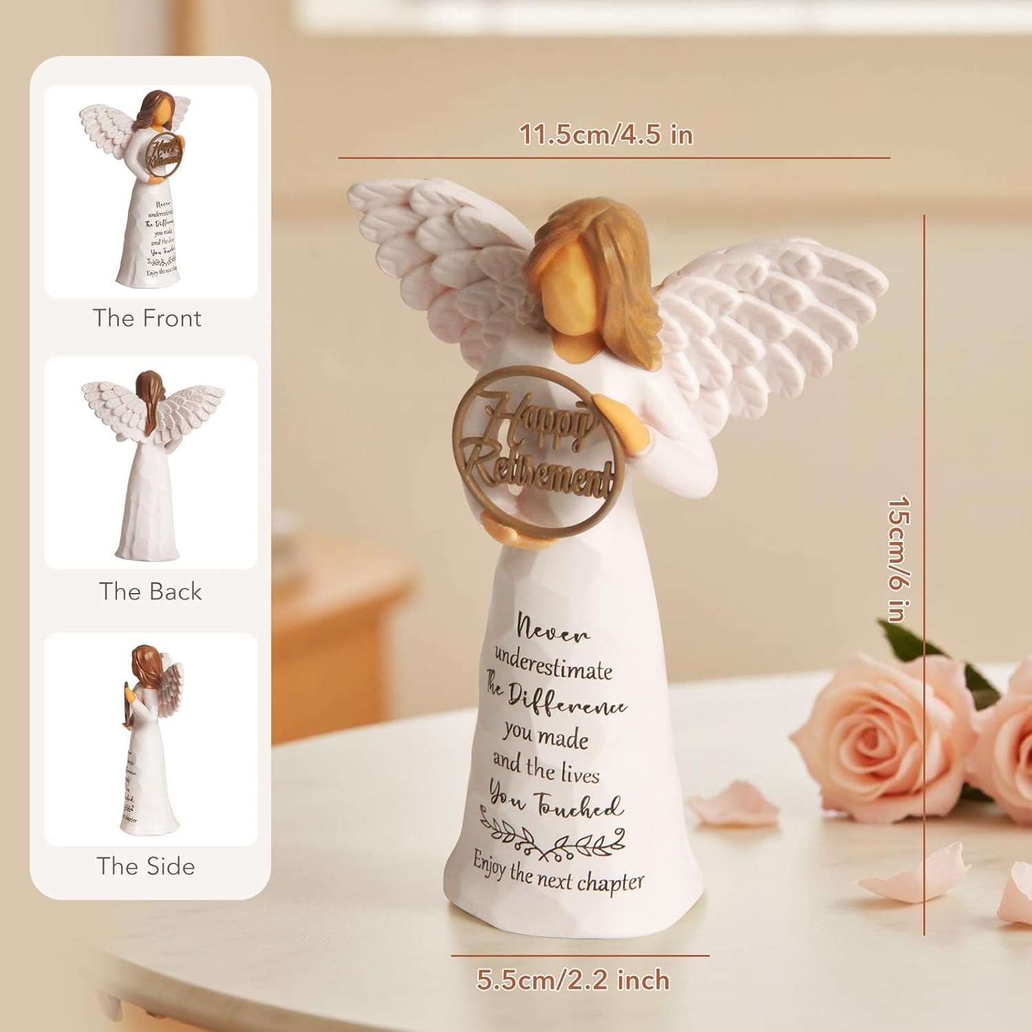 Retirement Gift for Woman, Happy Retirement Gifts for Women Men Teacher Nurse Friend Coworker, Goodbye Farewell Retired Gifts, 6" Retirement Angel Figurine