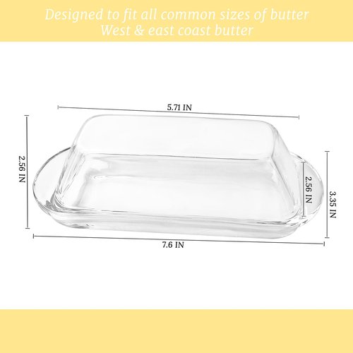 Elegant Glass Butter dish with Lid, Dust-proof and Freshness-preserving Butter Keeper for Countertop, Suitable for Home Kitchens, Restaurants, and Parties, Transparent Design