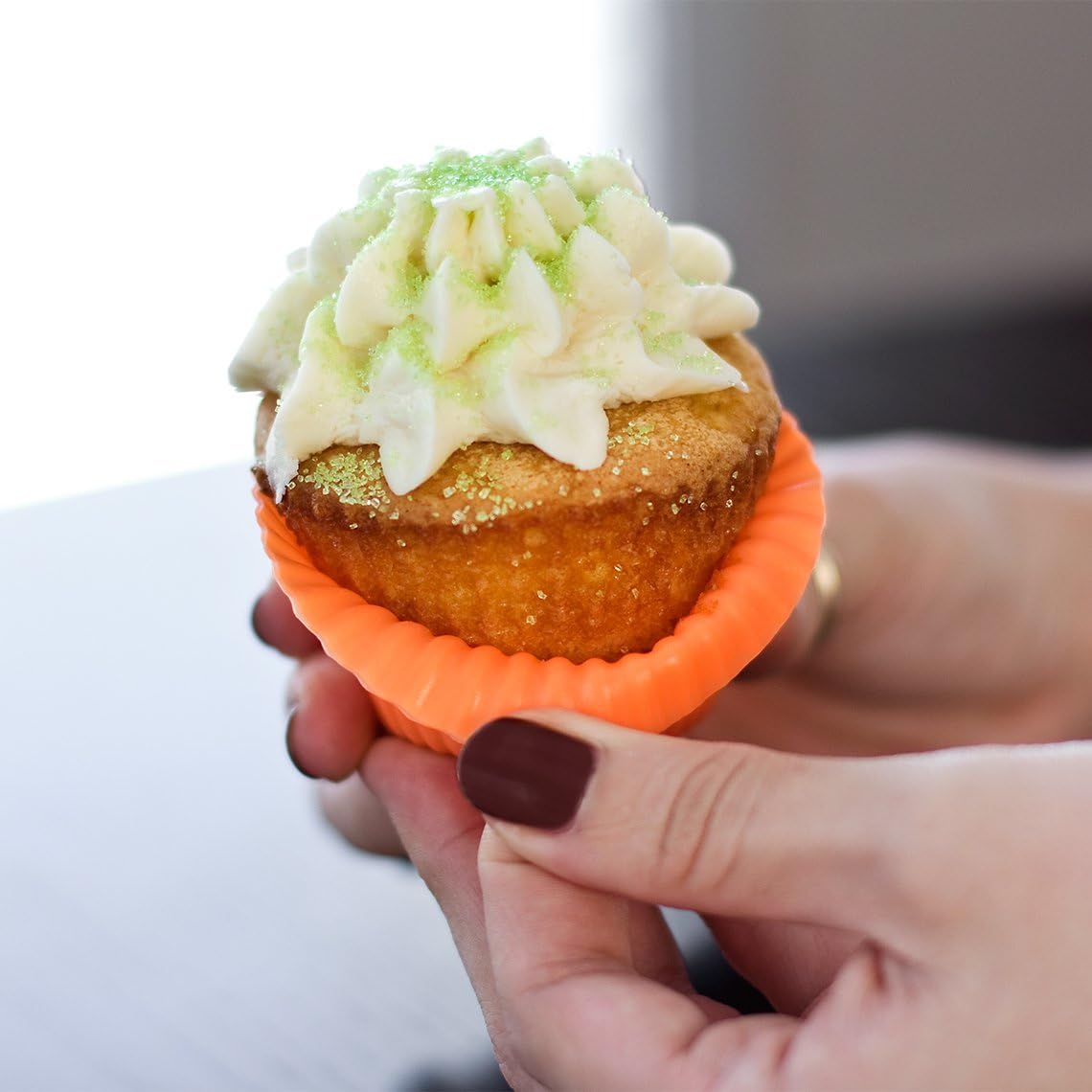 Skiennix Reusable Silicone Cupcake Liners - Non-Stick Baking Cups - Set of 12 Kitchen Accessories