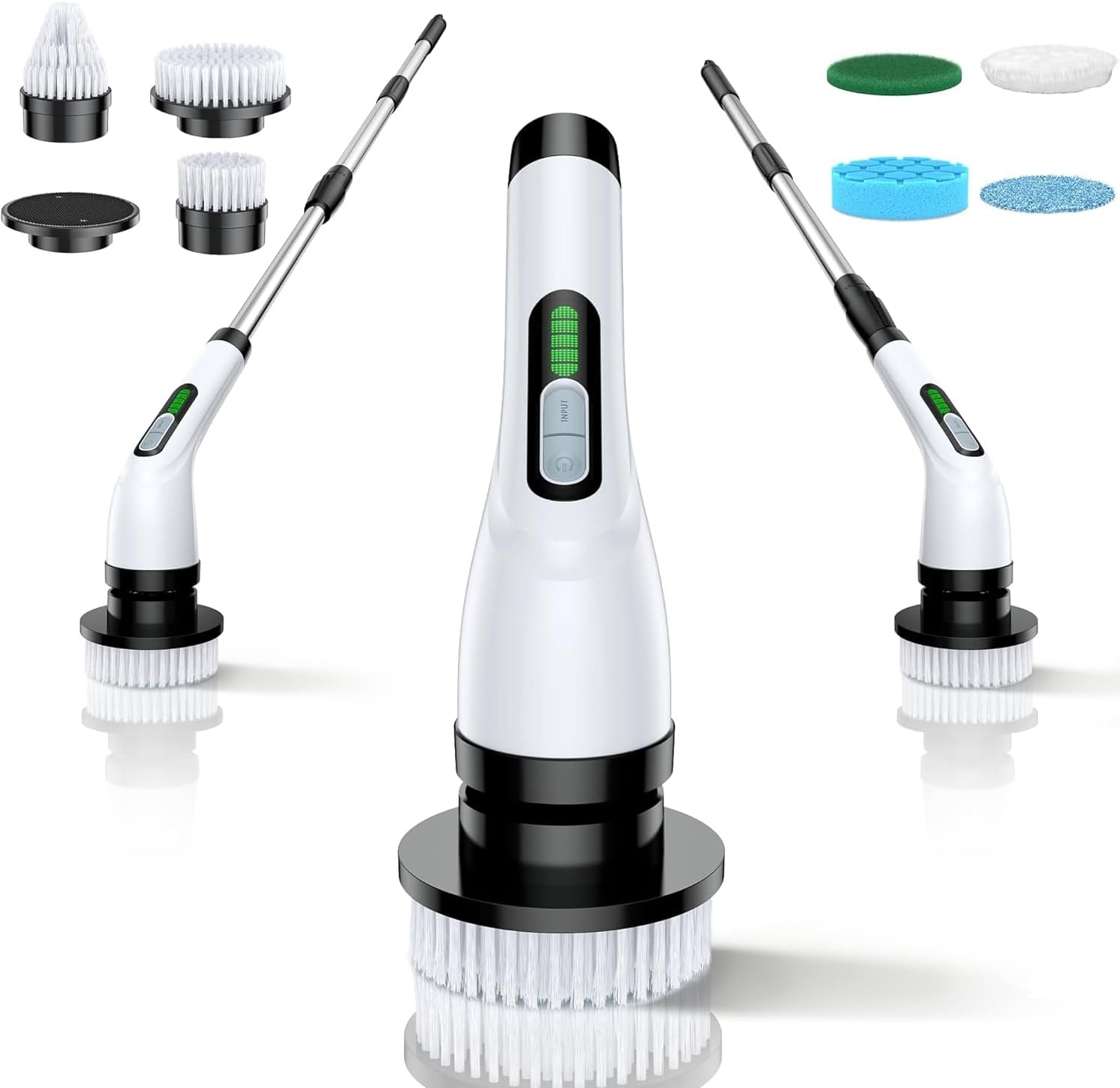 Skiennix Electric Spin Scrubber - Cordless Bathroom Cleaner with Long Handle & 7 Brush Heads | IPX7 Waterproof