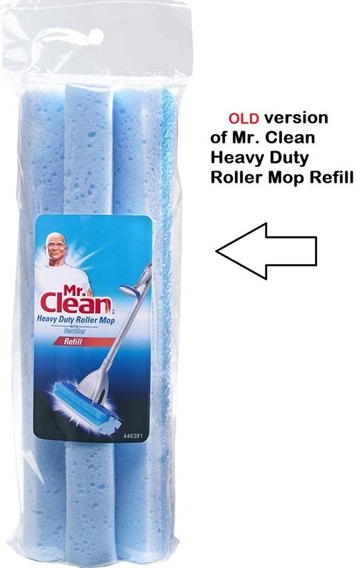 Mr. Clean Heavy Duty Roller Floor Mop Scrubber Sponge Refill Head, Blue
