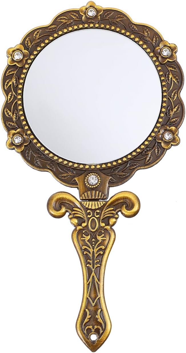 Uonlytech Vintage Hand Mirror - Antique Handheld Makeup Mirror with Handle for Easy Use