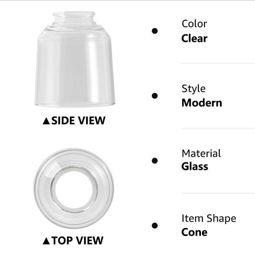 Modern Clear Glass Lampshade 4 Pack，2-1/8" Fitter, 4-5/8" Diameter ，4-1/2" Height, Replacement Lampshades For Ceiling Fans With Lights，For Living Room Bedroom Kitchen (Clear Glass(B))