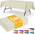 Niuara Ivory Plastic Tablecloths - 4 Pack 54" × 108" Rectangle Disposable Covers for Parties & Gatherings