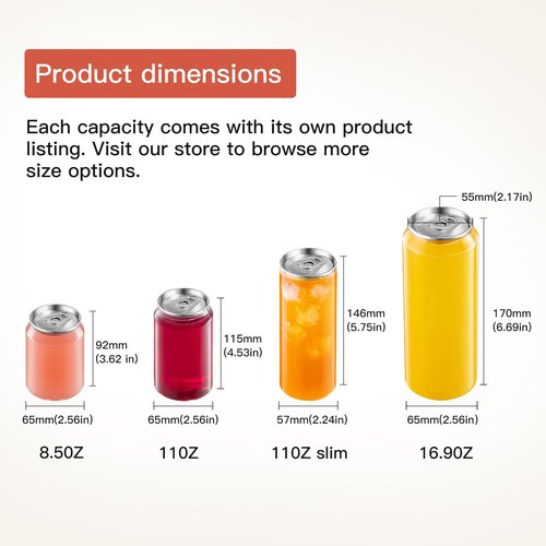 ABUKE 16.9OZ(500ml) Disposable Juice Bottles 100 Pack - Plastic Sealable Can Cups with Easy Tear Lids for Boba, Smoothie, Drinking, Clear Beverage Container (16.9, Fluid Ounces)