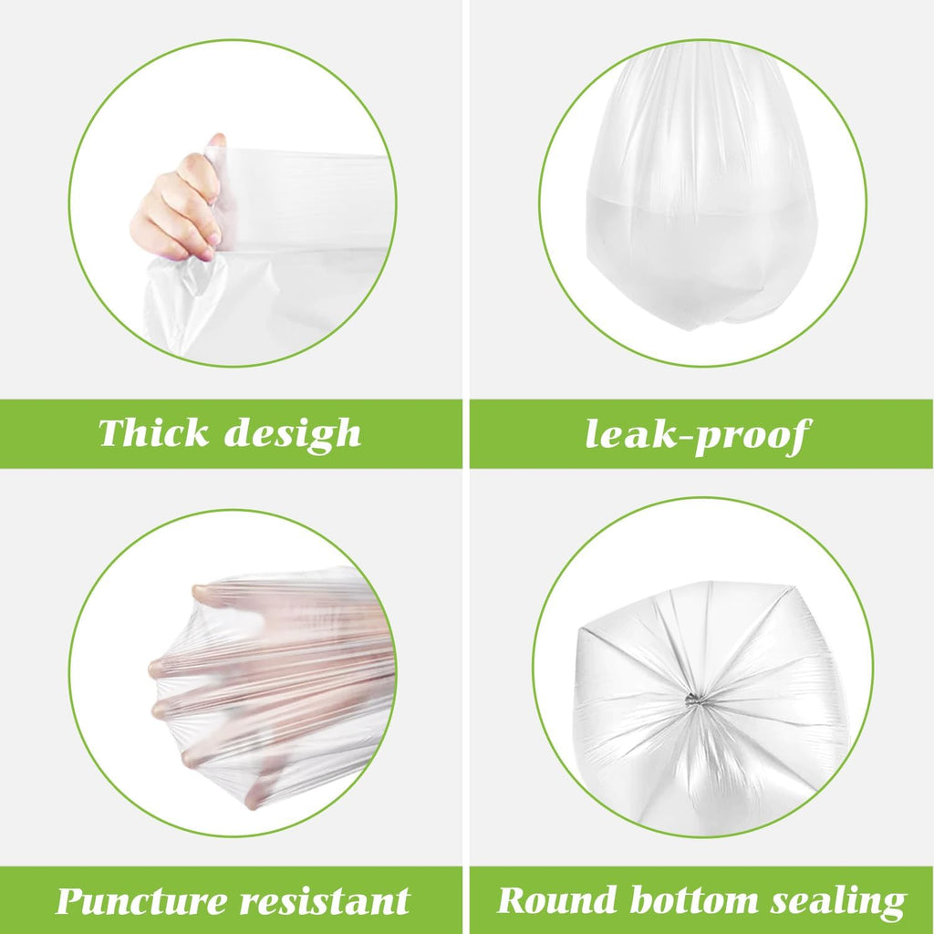 Teivio 13 Gallon Tall Kitchen Trash Bags - 60 Count Clear Garbage Bags for Home & Office
