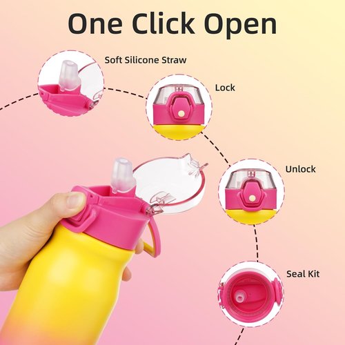BJPKPK 25oz Insulated Water Bottle - Stainless Steel, BPA-Free, Leak-Proof, Rainbow Color