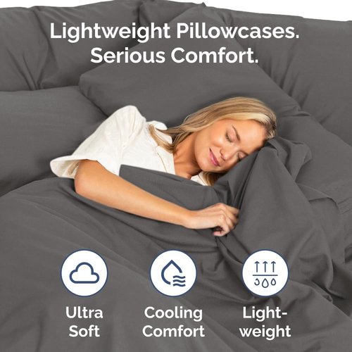 King Standard Pillow Cases by King - Soft Hotel Quality Covers | Comfy Bedding for All Ages - Machine Washable - Charcoal, Set of 4