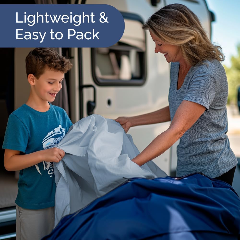 Skiennix Short Queen Size 4-Piece Sheet Set - Soft, Breathable & Cooling Bedding - Deep Pockets, Sky Blue