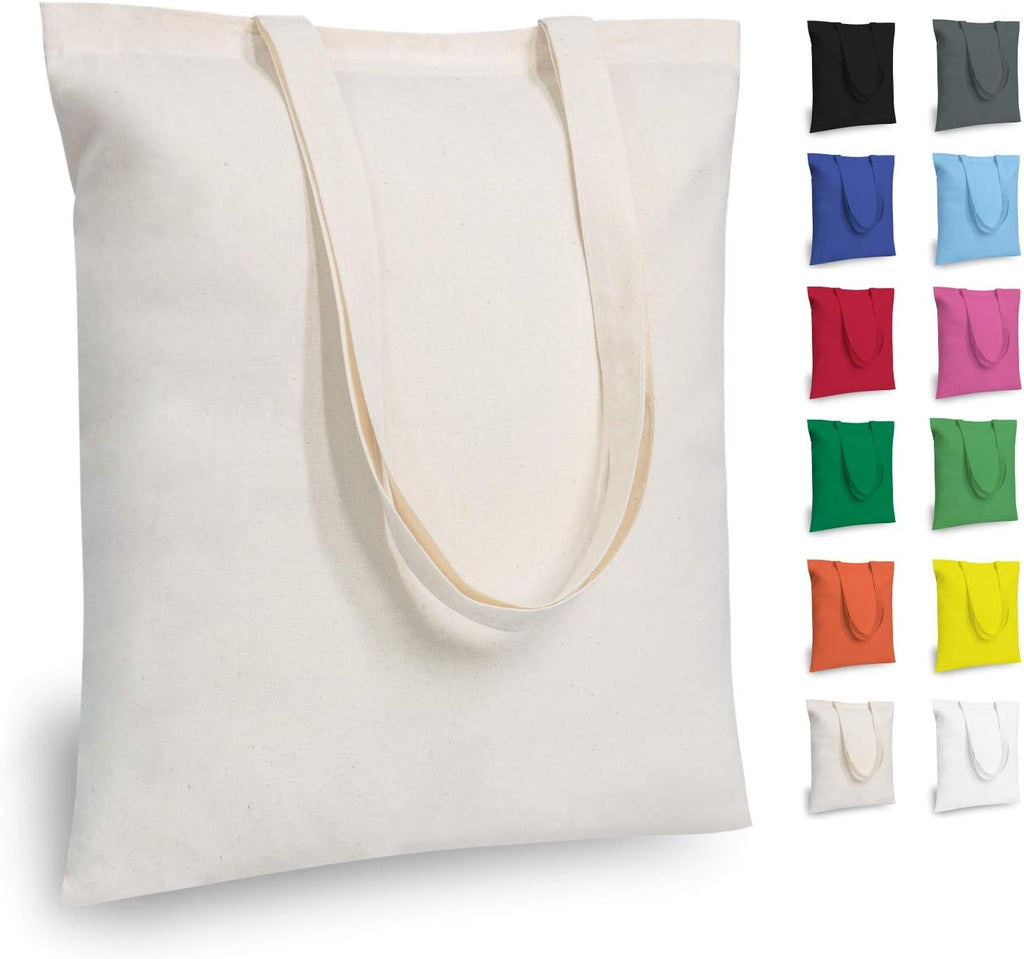 TOPDesign Cotton Tote Bags - Lightweight Reusable Grocery Bags for DIY & Promotions | 6-Pack