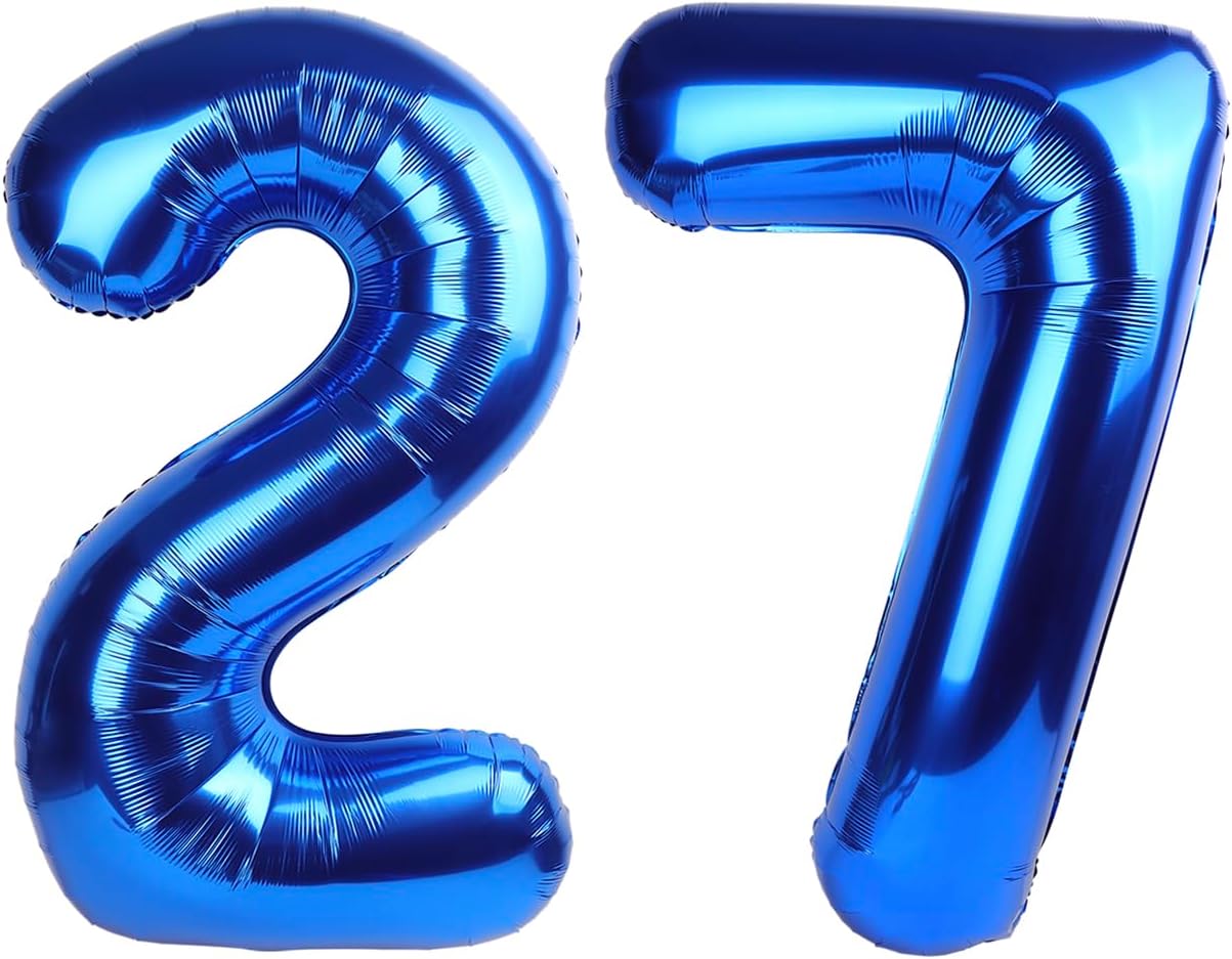 Skiennix Dark Blue Number 27 Balloon - Large Happy Birthday Decoration for Men & Women
