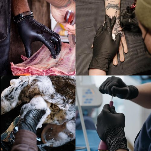 GLOKISS Black Disposable Nitrile Gloves Latex Free 5 Mil Rubber Cleaning,Food Safe Cooking Chef Working Gloves (100, Medium)