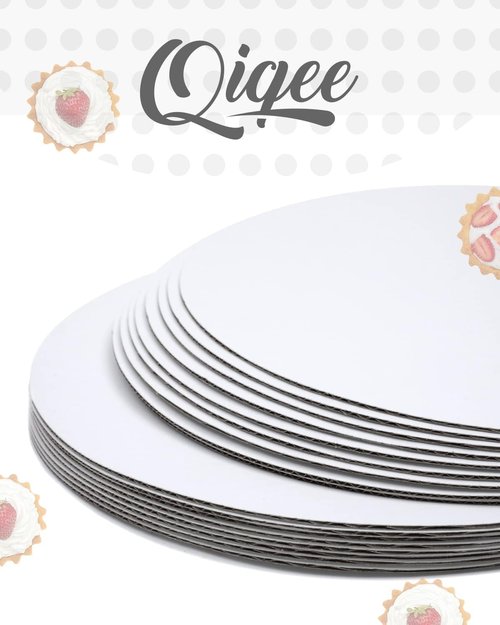 qiqee 9 Inch White Cake Boards Round 40-Packs Circles Rounds Base Food-Grade Cardboard Cake Plate(Thinner But Stronger)