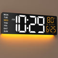 EASYERA 16.5" Large Digital Wall Clock with Anti-Glare Display, RGB Lights with 10 Scenes Mode Remote Control, Adjustable Brightness, Dual Alarms, Auto DST, BT Sync, Temperature for Living Room