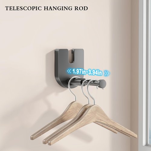 CICUFY Retractable Clothesline Indoor, Non-Sagging Clothes Line Outdoors,13.7 Ft Heavy Duty Clothesline with Telescopic Hanging Rod, Wall Mounted Space-Saving Laundry Line (Gray)