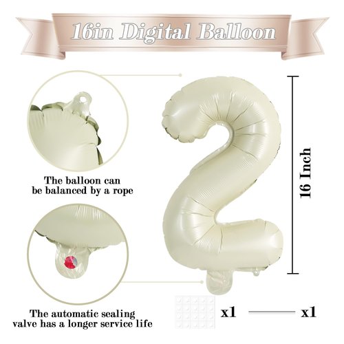 TONIFUL Balloons 16 Inch Cream White 0-9 Number Mylar Foil Balloons 10 Pcs Custom Digital Balloons for 2026 New Year Eve Birthday Party Engagement Graduations Anniversary Baby Shower
