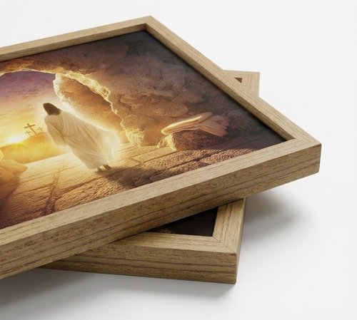 KYSNGMT Framed Jesus Resurrection Wall Art - He Is Risen Canvas Print for Home Decor | Religious Gift