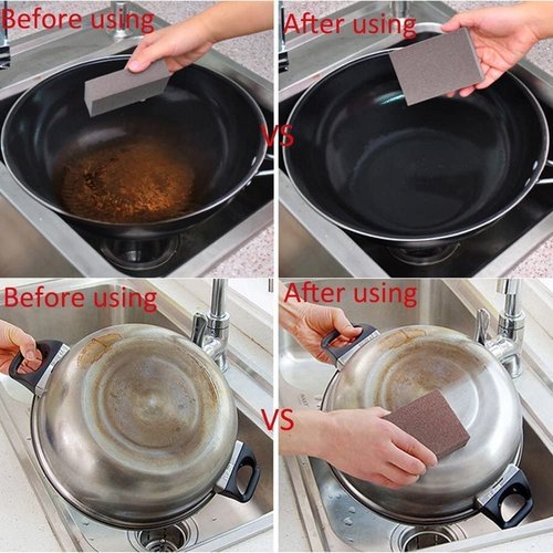 JCKHXG 5 Pack Emery Magic Wipe Sponge, Nano Carborundum Sponge, Emery Sponge Brush Eraser Scrub, Pot Scrubber Scouring Pad Kitchen Magic Cleaning Sponge for Removing Rust Cleaning Pots and Pans