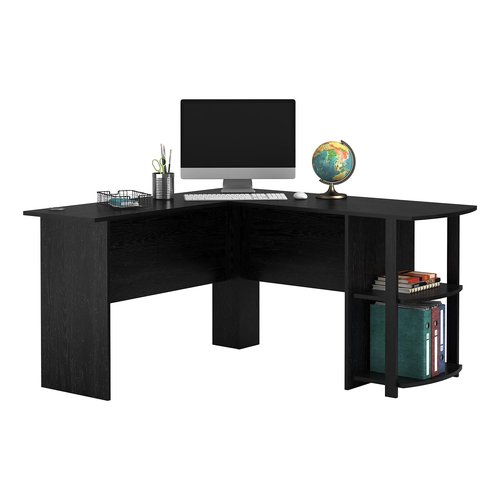 Ameriwood Home Dakota L-Desk with Bookshelves, Black Oak