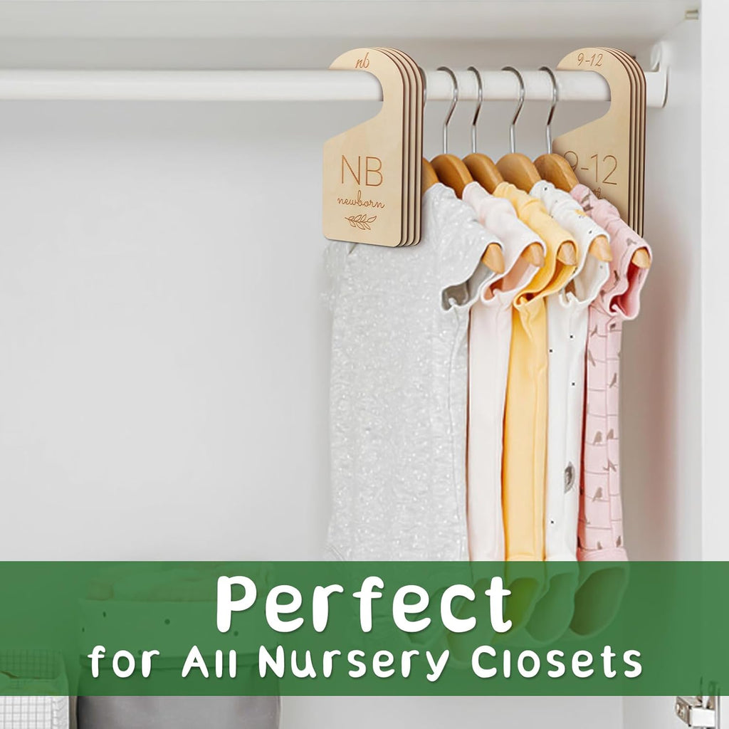 Baby Closet Dividers - Wooden Size Organizers for Newborn to Toddler Clothes | Double-Sided Gender Neutral