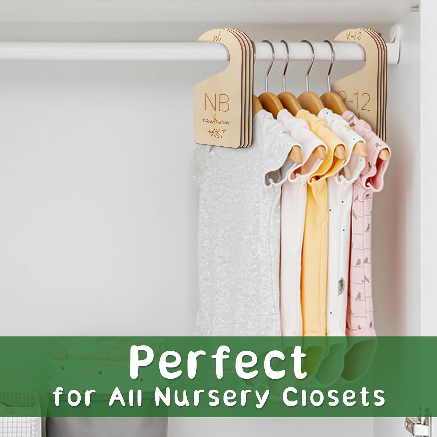 Baby Closet Dividers - Wooden Size Organizers for Newborn to Toddler Clothes | Double-Sided Gender Neutral