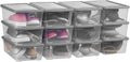 Sterilite 6 Quart Latching Storage Box - Clear Plastic Bins With Lids | Stackable Grey 12 Pack