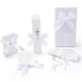 Baptism Candle Set for Boys and Girls,White 5 PCS Baptism Kit Catholic Candle,Baptismal Towel,Shell,Rosary,Bible for Baptismal Christening First Communion Gift,Velas para Bautizo De Niño o Niña