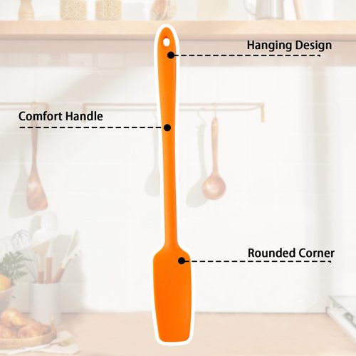 4 Pcs Silicone Jar Spatulas with Long Handle, Non-Stick Rubber Spatula Heat Resistant Silicone Scraper Spatulas for Baking Cooking Blenders Mixing