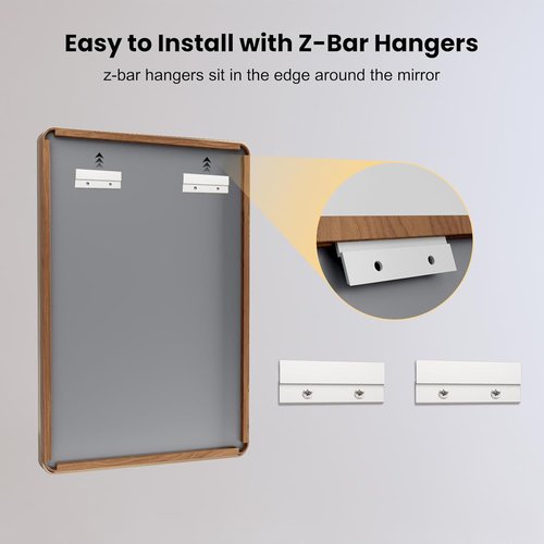 LOAAO Bathroom Mirror - 84x32 Inch Rounded Rectangle with Wood Grain Metal Frame | Anti-Rust, Versatile Hanging Options