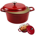 KOOMADE Dutch Oven Pot with Lid- 4.75 Quart Enameled Cast Iron Round Dutch Oven Stockpot With Dual Handles- Oven Safe up to 500°F, Heavy Duty Nonstick Cookware Safe for Bread Baking, Stews, Braising- Red (Red 4.75QT)