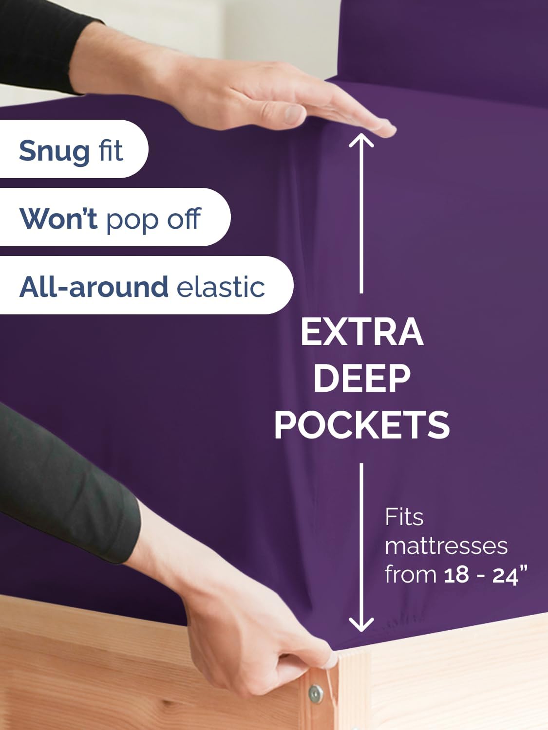 Skiennix Extra Deep Twin XL Sheet Set | 4-Piece Breathable Cooling Bedding - Soft, Wrinkle-Free, Purple