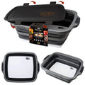 CK GOLD Collapsible BBQ Prep Tub - Includes Cutting Board, LOCKING Lid & Strong Drain Hole for Meal Prep & Marinating | BPA-Free, Food-Grade BBQ & Meat Prep Tubs, Best Grilling Gifts (Black, 8 L)