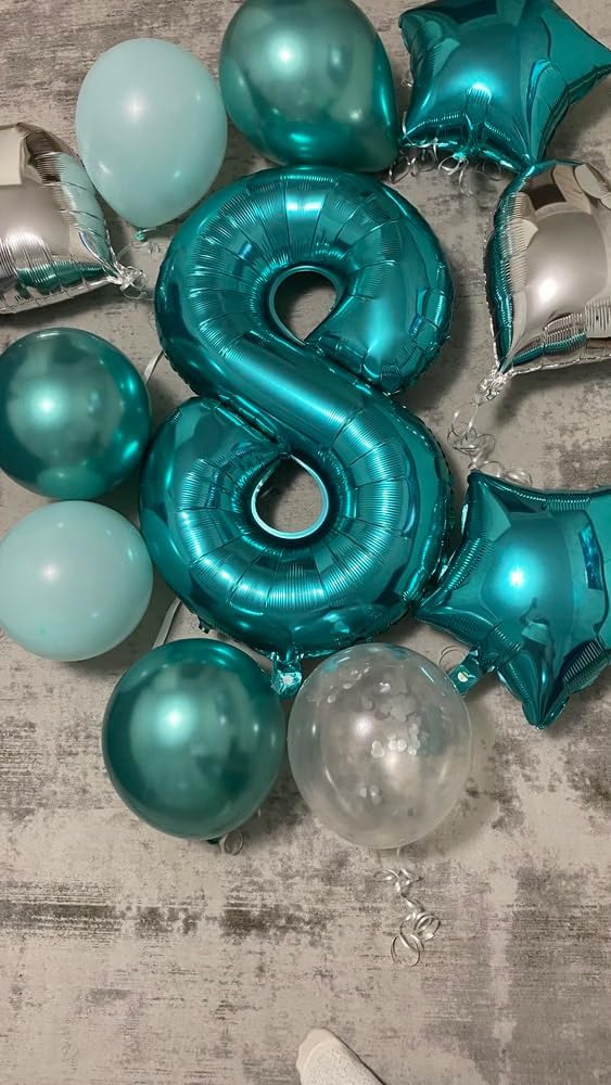 Teal Blue Number 8 Balloon - 40 Inch Birthday Decoration for Girls | Perfect 8th Birthday Party Supplies