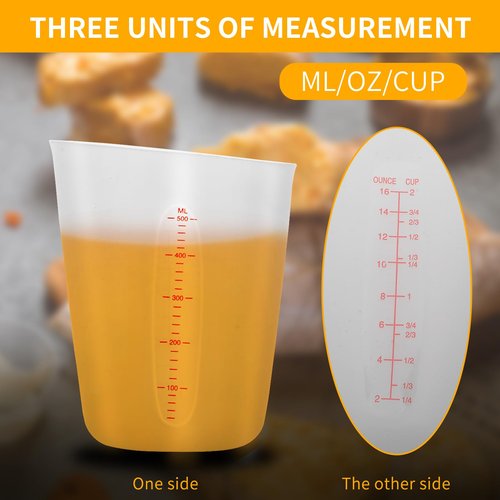 3 PCS Silicone Measuring Cups (2 Cup + 1 Cup + 0.5 Cup) Flexible Melting Measure Cups for Chocolate,Epoxy Resin Butter, Squeeze Pour Baking Cup BPA Free with Marking ML/Ounce (White)