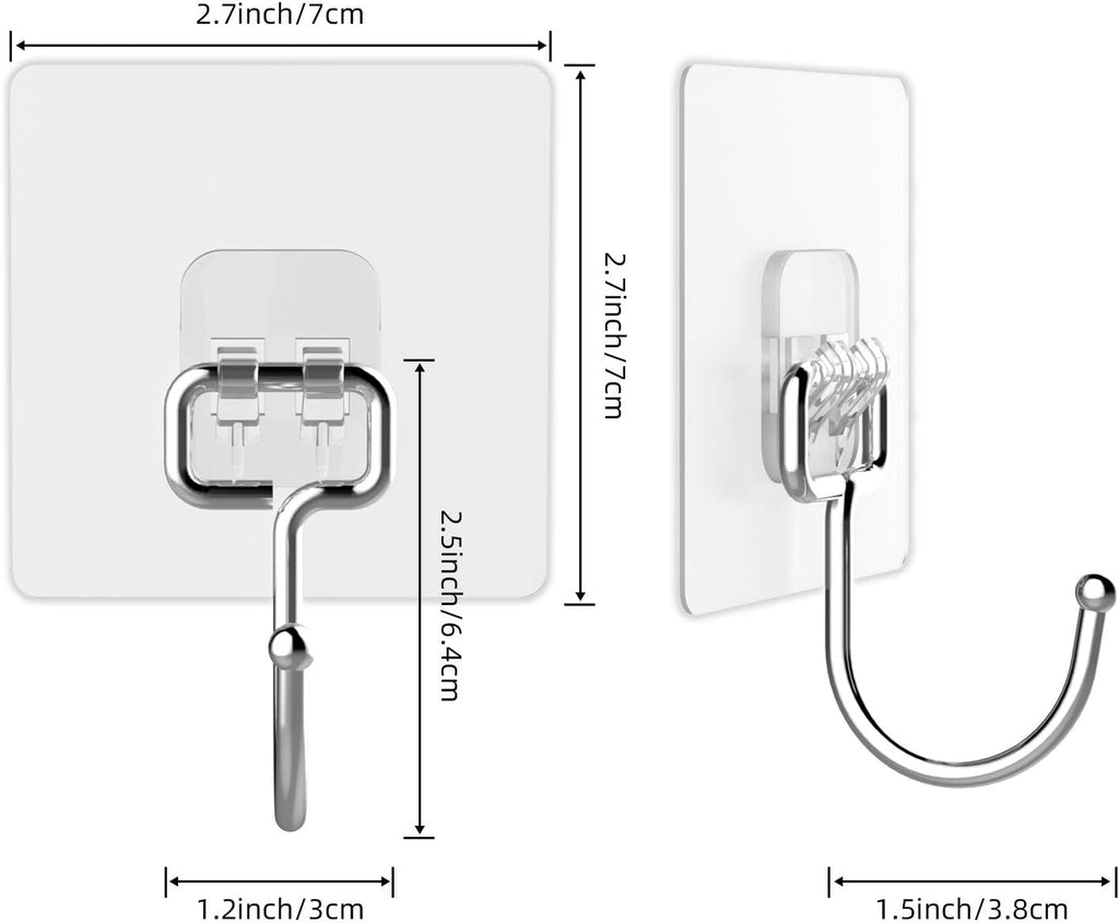 Skiennix Heavy-Duty Wall Hooks - Self-Adhesive, Traceless & Waterproof | 10 Pack for Home & Kitchen
