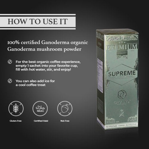 Organo 2 Boxes Cafe Supreme, 100% Ganoderma Lucidum with Ginseng (40 Sachets)