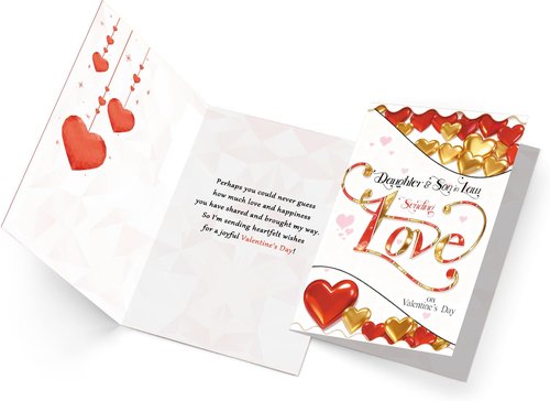 OJsensai Valentine’s Day Card for Daughter and Son in Law from Parents, Valentines Decorations Gifts Ideas