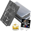 GORILLA GRIP Slow Melting Large Silicone Ice Cube Tray for Freezer, 2 Pack, Easy to Push 8 Giant Square Cubes, Use for Cocktails, Iced Coffee, Water Bottle, Frozen Puree, Kitchen Bar Essentials, Gray