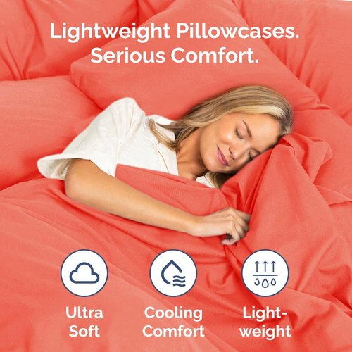 King Pillow Cases by [Brand Name] - Ultra Soft Hotel Quality Covers | Comfy, Wrinkle-Free, Coral - 2 Piece Set