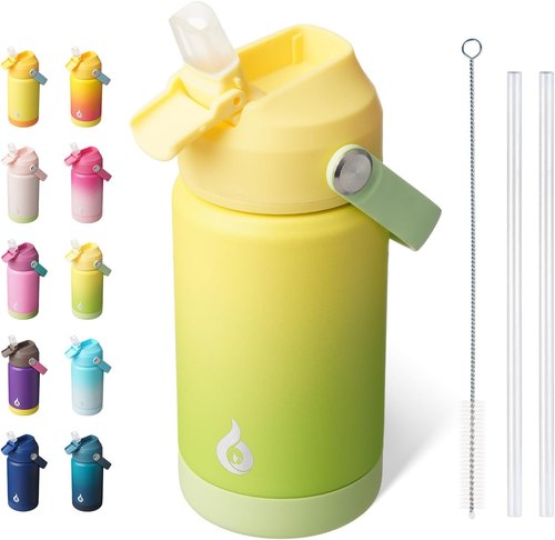 BJPKPK Insulated Water Bottle - 12oz Stainless Steel with Straw Lid & Flex Handle | BPA Free, Fresh Green