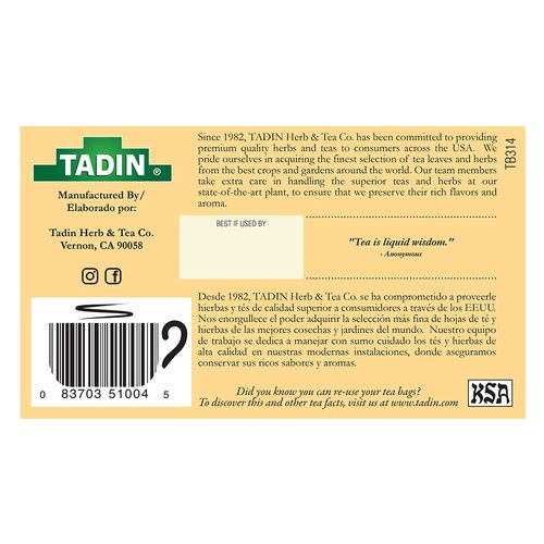 Tadin Canelita Cinnamon Tea Blend. Contains Caffeine. 24 Tea Bags. 1.52 oz. Pack of 3