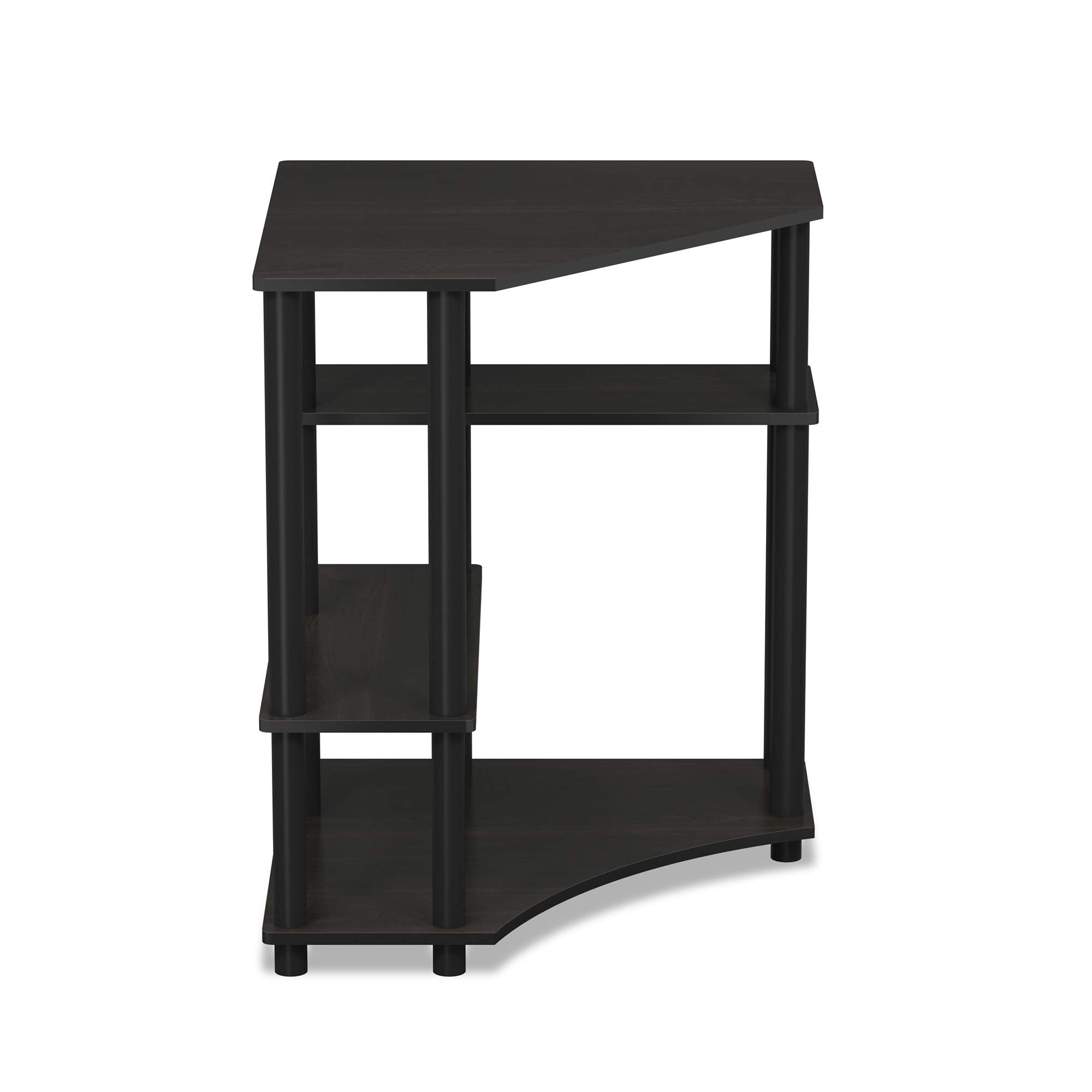Furinno TURN-N-TUBE Desk, Gaming Desk with Shelves, Corner Computer Desk with Shelves, Office Desk, Space Saving, For Home Office, Bedroom, Espresso
