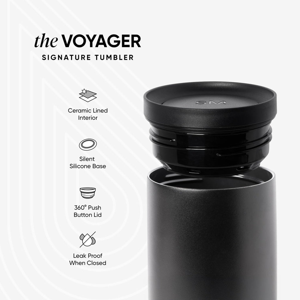 Simple Modern Travel Coffee Mug Tumbler with 360° Lid | Ceramic-Lined Insulated Stainless Steel Cold Brew Iced Coffee Cup Thermos | Gift for Women Men Her Him | Voyager Signature | 16oz | Saffron